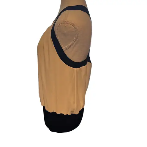 St. John Women's M Knits Silk Chiffon Tank Top Shell White/Black Quiet Luxury