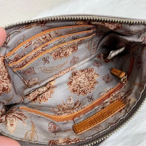 Hobo The Original Leather Zipper Baguette Mini Bag Clutch Purse Gray