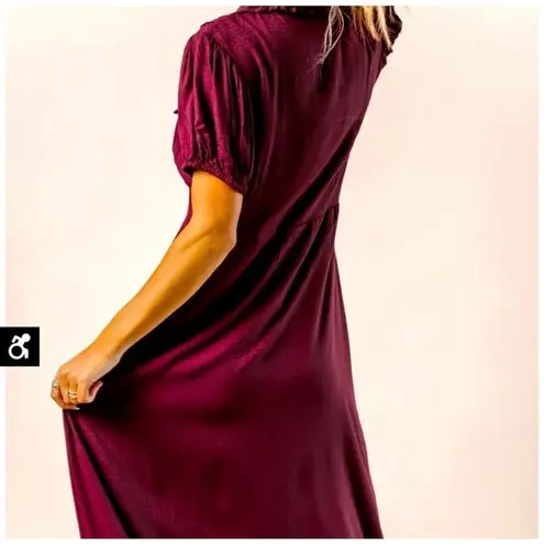 Bohme ✨Maroon Polka Dot Collared Maxi Dress✨