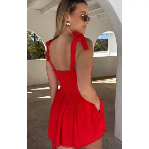 Show Me Your Mumu  Regal Cotton Romper in Red L