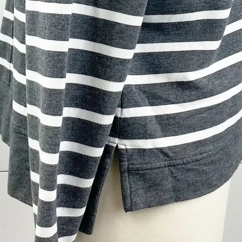 CAbi  Womens M Winward Striped Rope Tie Hoodie Sweatshirt Striped Gray Nautical