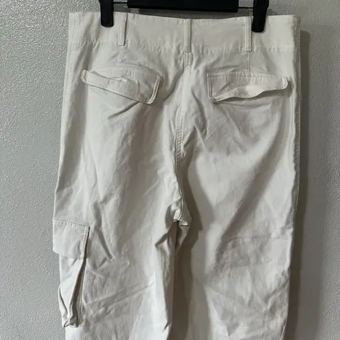 Aritzia Wilfred Free Cargo Pants Size 12 Ivory Cream Wide Leg High Rise Pockets