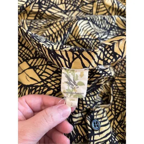 Anthropologie Weston Wear Emerging Leaves Sleeveless Dress Size 2 Yellow Black