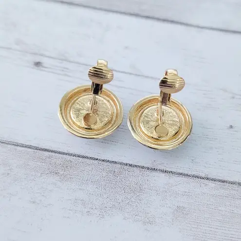 Vintage Clip On Earrings Classy & Stylish Cream with Gold Tone Halo