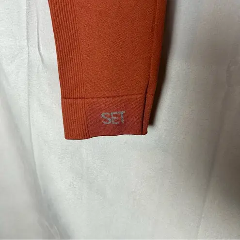 Set Active Salomon Pink Ribbed Side Cropped Athletic Yoga Leggings Size Medium