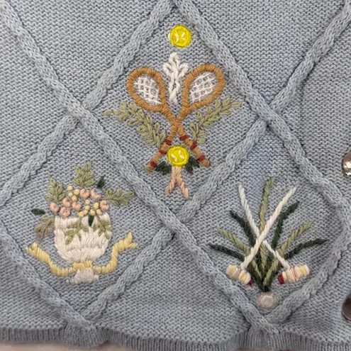 Susan Bristol Cardigan Sweater Short Sleeve Embroidered Knit Top XL - Flawed