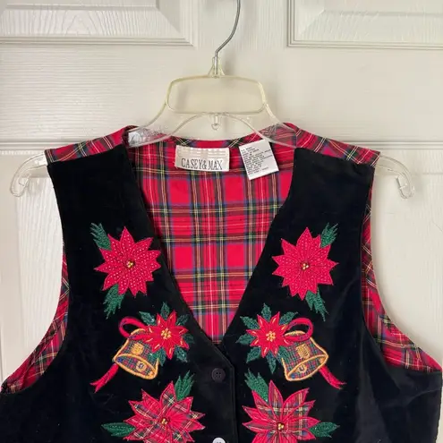 Vintage Casey & Max Medium Plaid Floral Holiday Vest