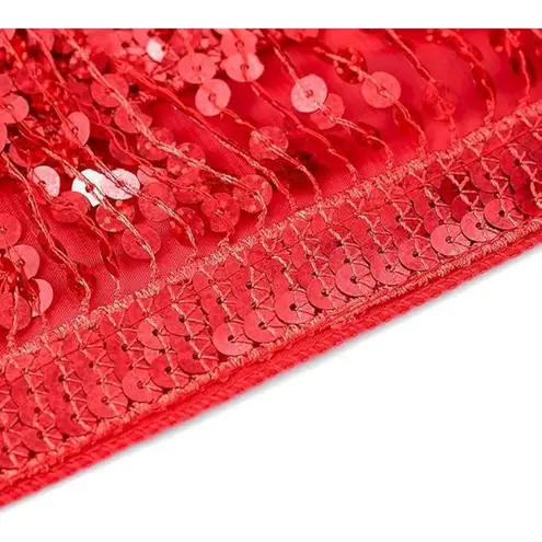 Tassel Skirt Womens Red Tassle Party Sequin Glitter Fringe Belly Dance Rave A5 Size undefined