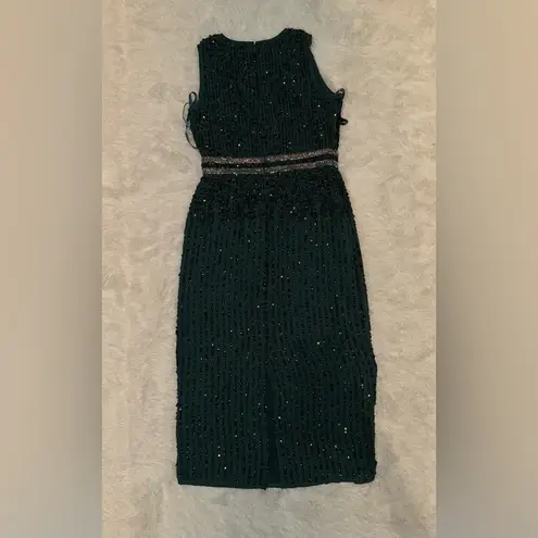 Mac Duggal NWOT Sleeveless High Neck Midi Sheath Dress NEW Size 6 deep emerald