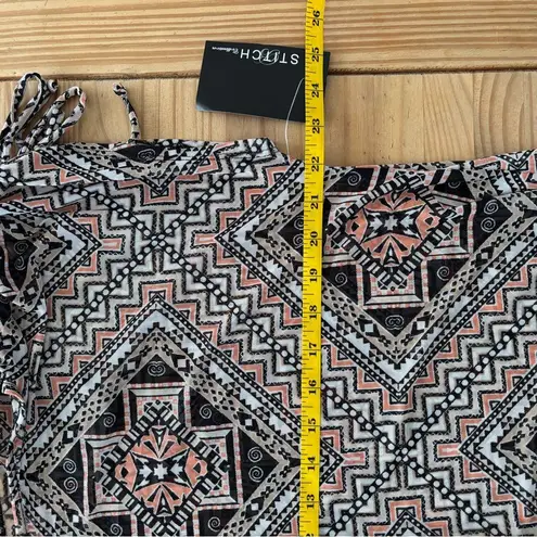 Chic Geometric Print Tunic Top Pink Size M