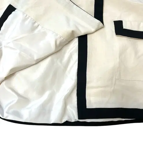 KISSIS STUDIO Cream Black Short Sleeves Vintage Button Loose Fit Blazer size S