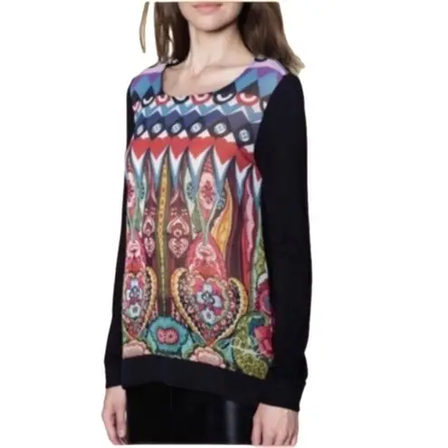 Desigual  multi-color gorgeous lightweight, long sleeve top in size Small. EUC