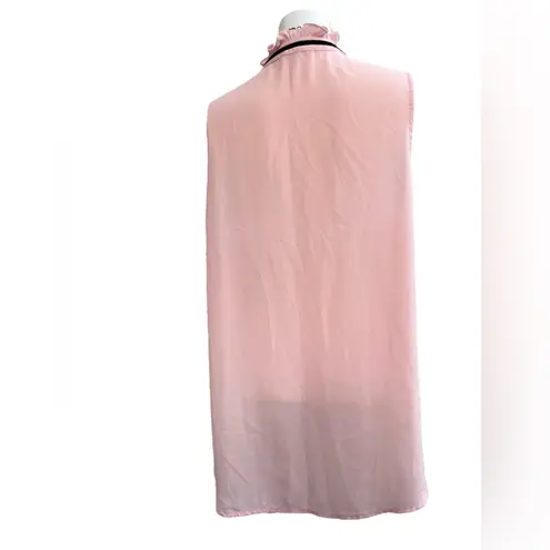 Pleione Sheer Sleeveless Blouse Blush Pink With Ruffles And Tie Size XL Formal