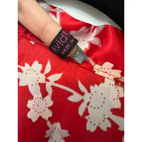 Avidlove dressing robe women’s size medium Red Colorful Peacock Floral Design