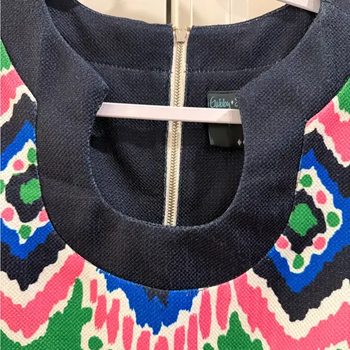 Gabby Skye Sleeveless 6os Geometric Ikat Dress Keyhole Neck Sz 8 Retro Twee