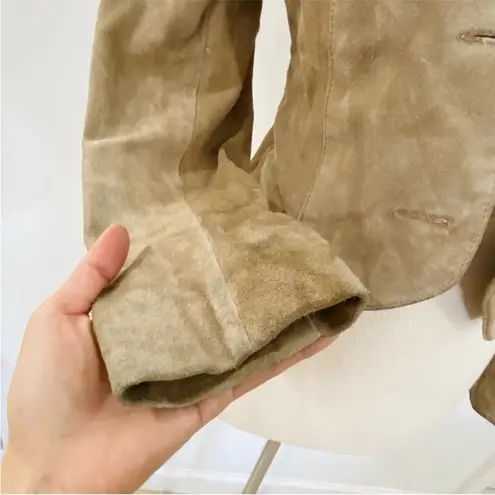 Vintage blazer cropped suede leather boho jacket Tan