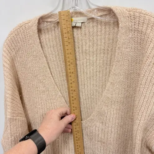 Boden USA Boden Oversized V Neck Cable Knit Pullover Cream Metallic Sweater Size 14