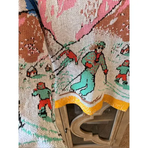 Koch RARE Ski Scene Knit Sweater Size Small