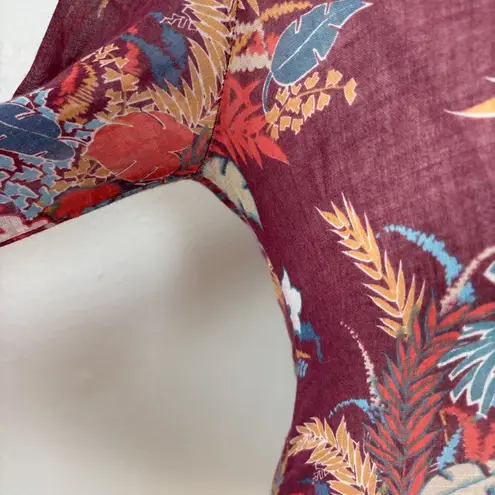 Patty’s Of Texas Vintage 1970s Floral Maroon Western Boho Button Down Shirt