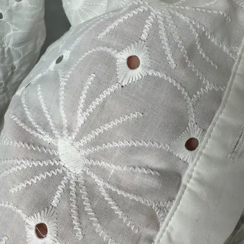 Gracia Bow Waist Long Sleeve Embroidered Full Button Top Size Small Minimalist