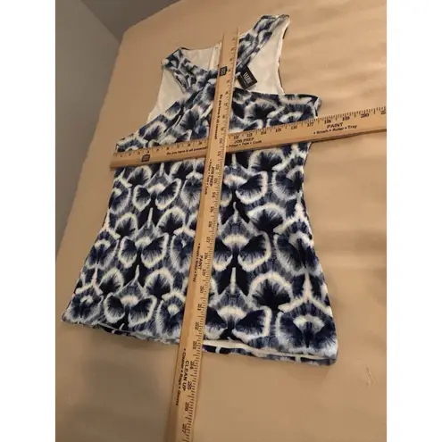 WHBM Women M Criss Cross Halter Top Tie Dyed Blue Pullover Beach Wear Lagen Look Size M