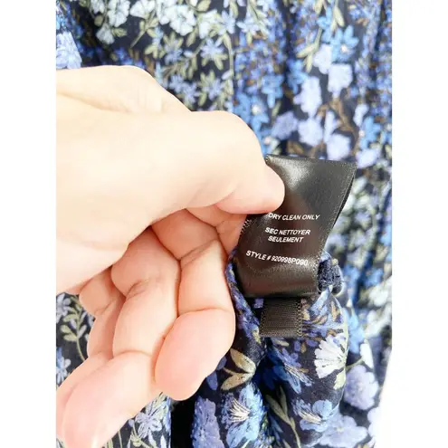 Rebecca Taylor Ava Silk Navy Blue Floral Print Crop Wide Leg Jumpsuit Size 2