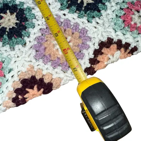 Handmade Crochet Purse Granny Squares White Multi Colored Small HandBag Bag New