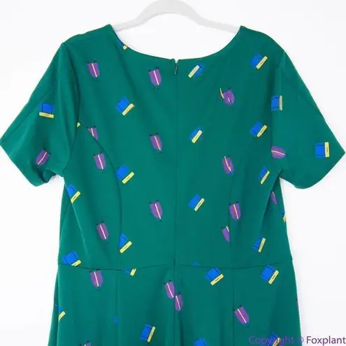 Unique Vintage Gwynnie Bee Luggage Print Emerald Dress, 0X