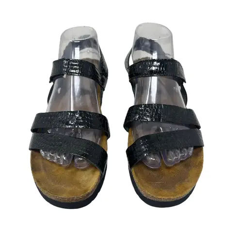 Women’s Naot Kayla Black Croc Embossed Comfort Sandal 41/10