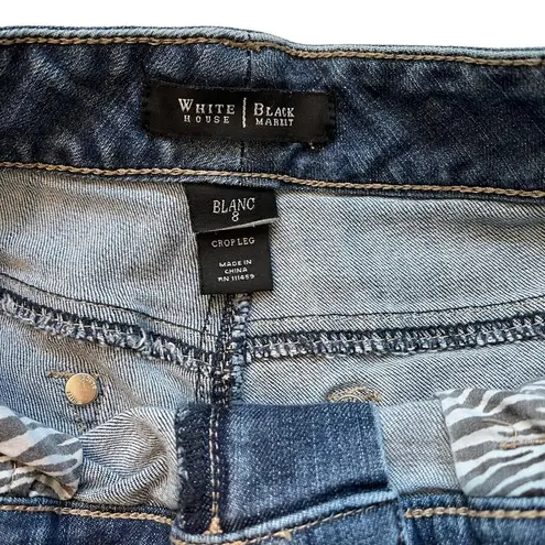 White House | Black Market  Jeans Blanc Crop Leg Blue Denim Studded WHBM, Sz 8