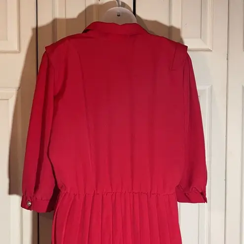 Vintage Sweetbriar 1980s Red Shirtwaist Dress 12 But Runs Small