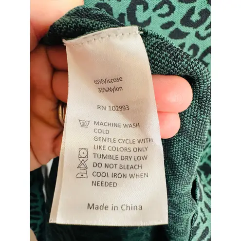 GREAT JONES Forest Green Leopard Jacquard Knit V