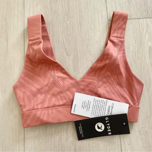 Glyder | Mauve Pink Clay Zebra Gloss Tide Sports Bra New