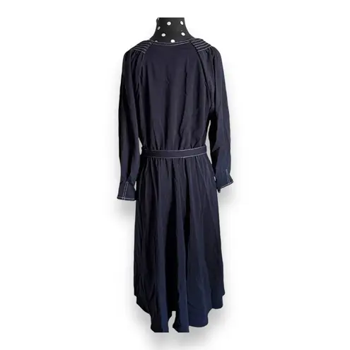 Gibson Latimer Gibson * Latimer Womens Dress Sz S Navy Blue Faux Wrap Belted 3/4 Sleeve New