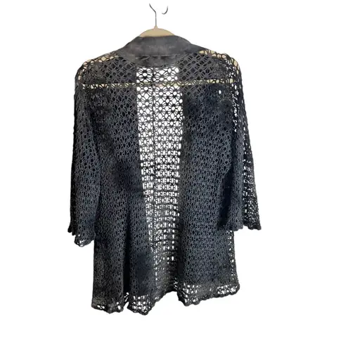 T Party Fashion T Party Size Small Cardigan Sweater Crocheted Open Knit Grey Ombre Whimsigoth