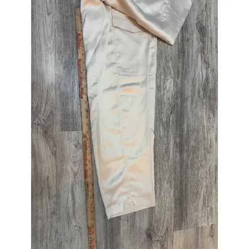 House of Harlow 1960 Cargo Pants Women's Size 10 High Waist Satin Champagne Tan
