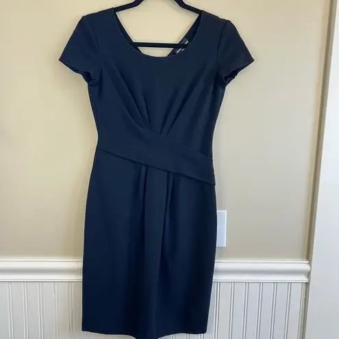 Emporio Armani Cap-sleeve Gathered Waist Milano Jersey Dress Black 4