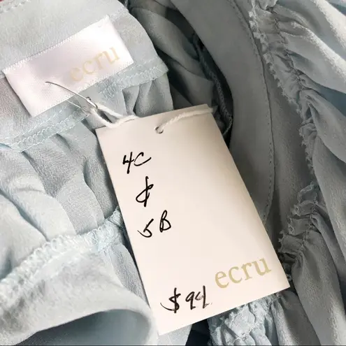 Ecru | The Bacall Silk Baby Blue Button Down Blouse Sz S