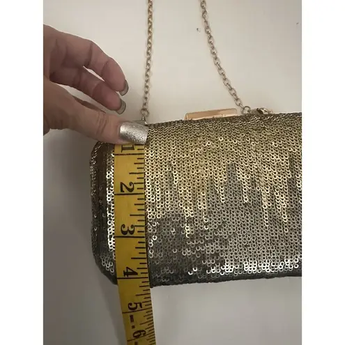 LuLu Bag Womens Gold Silver Sequined Chain Strap Kiss Lock Evening Party Small