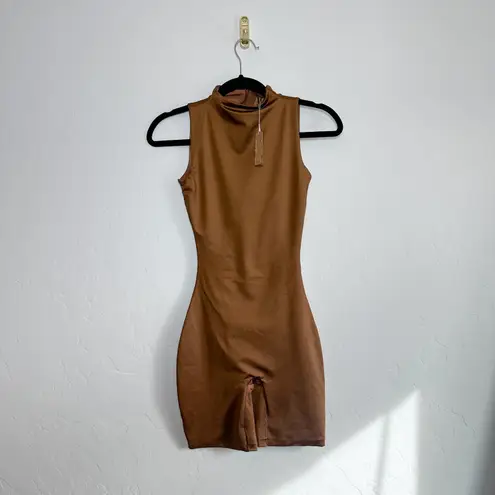 SKIMS | All-in-One Shine Mock Neck Mid-Thigh Onesie Romper Shapewear in Cocoa