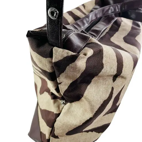 Womens Spring Safari Shoulder Tote Handbag Collapsable Nylon Grocery Bag u Brown