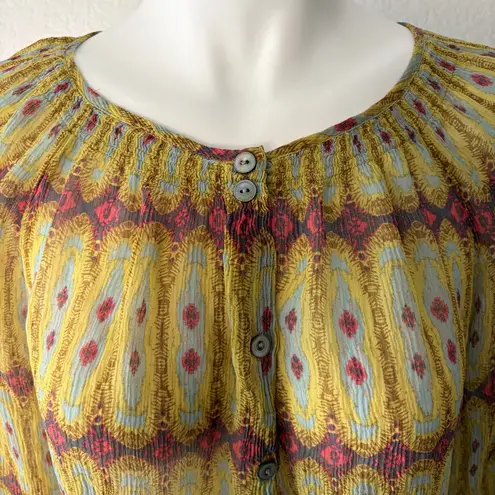 Sundance silk geometric sheer blouse