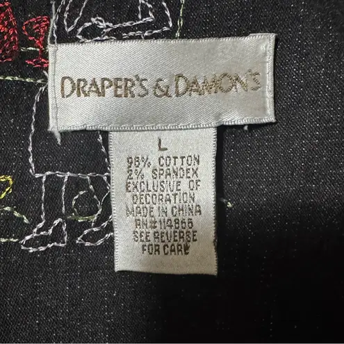 Vintage Black Embroidered Jacket 90s Whimsical Button Up Top large kitschy