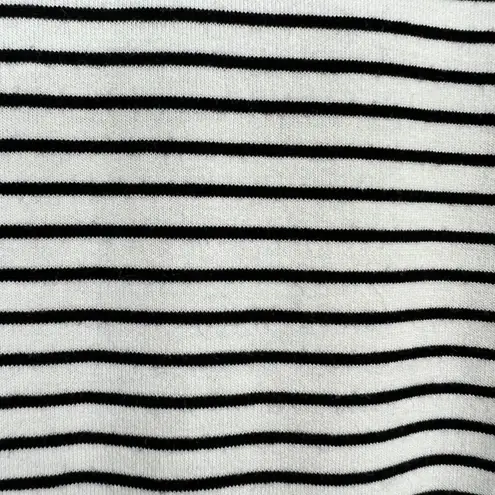Merokeety Midi Dress Womens Large Black White Stripe 3/4 Sleeve Pockets Stretch
