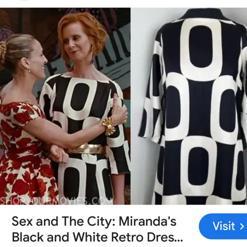 London Times geometric mod Gogo style Dress worn on sex in the city by Miranda