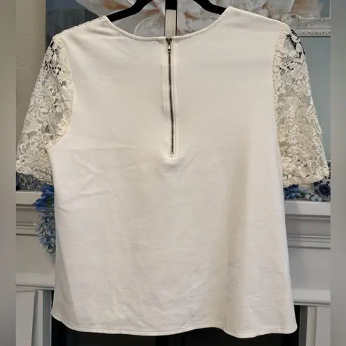 Sunday in Brooklyn Cottagecore Overlay Short Sleeve Top Anthropologie Small Feminine Lace Pullover
