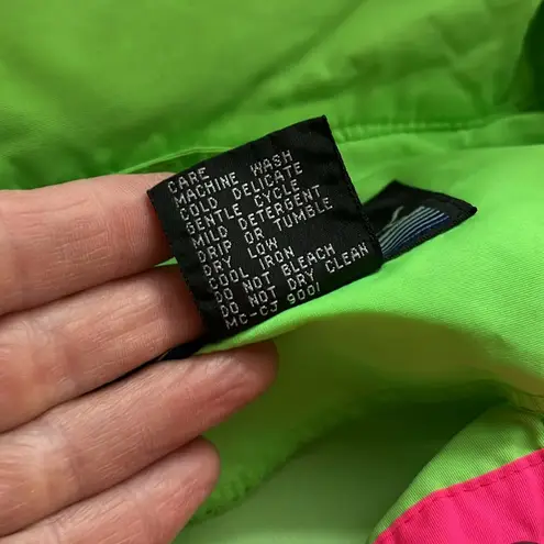 White Sierra Vintage Neon Green Colorblock Pullover Windbreaker Ski Jacket Unisex