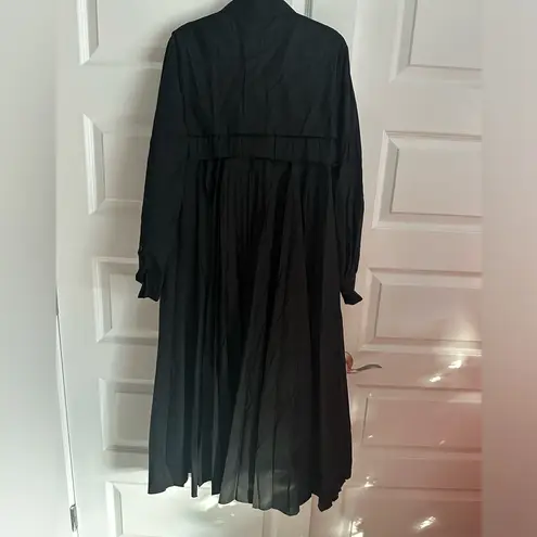 SACAI Midi Pleated Shirt Dress NWT Large Black