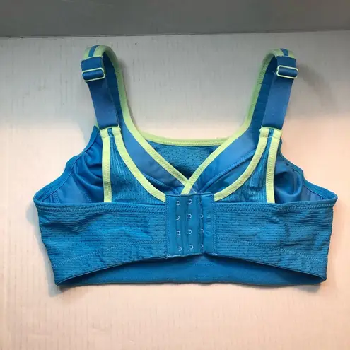 Glamorise Sports Bra Elite Performance Double Layer Bra Blue & Green Sz 34D GUC