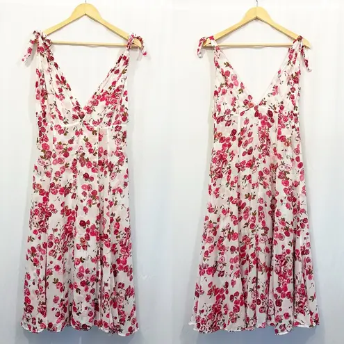 Reformation  Wrap Tie Strap Rose Print Midi Dress